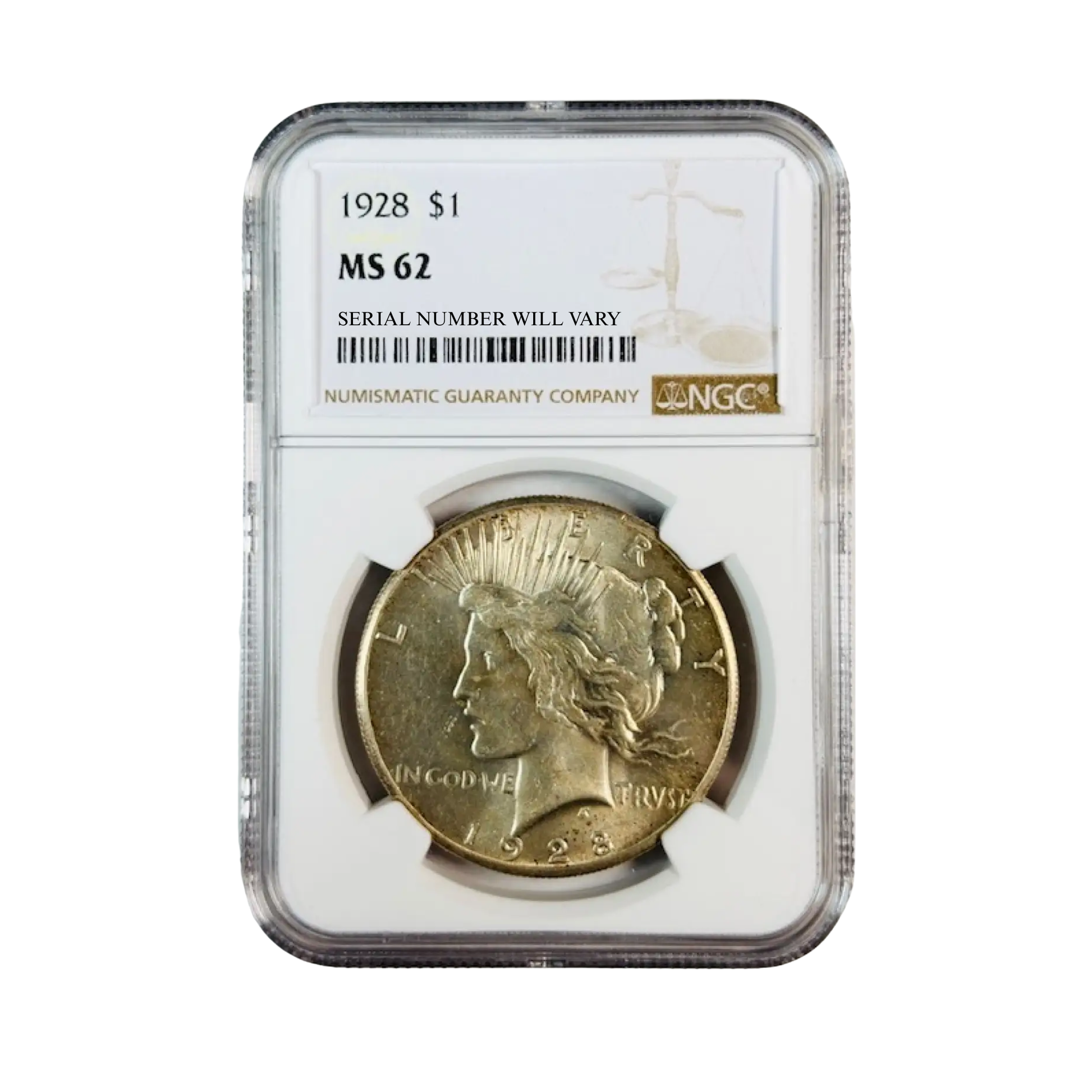 1928 Peace Silver Dollar - NGC MS62 - CoinsTV