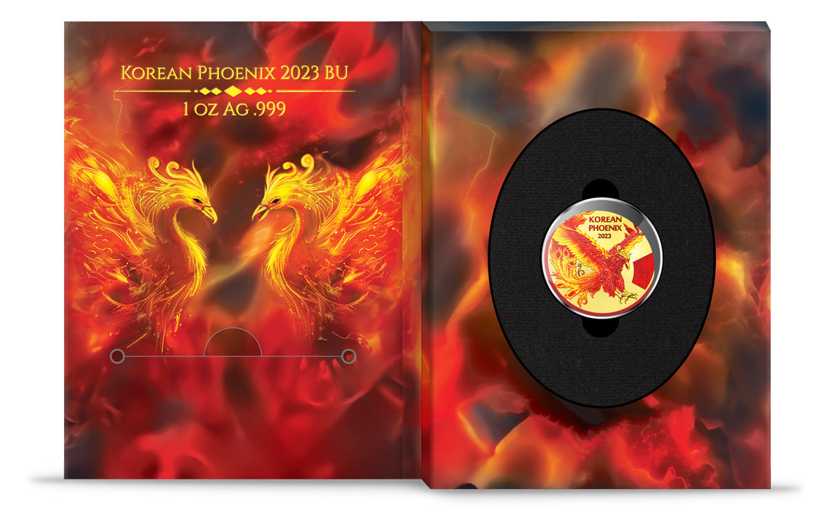2023 Korea Phoenix Space Red & Gold Holo Edition 1 oz Silver Coin - CoinsTV