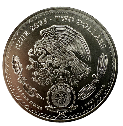 2025 Niue Aztec Emperor Cuauhtemoc UHR Gold Gilt 1 oz Silver Coin
