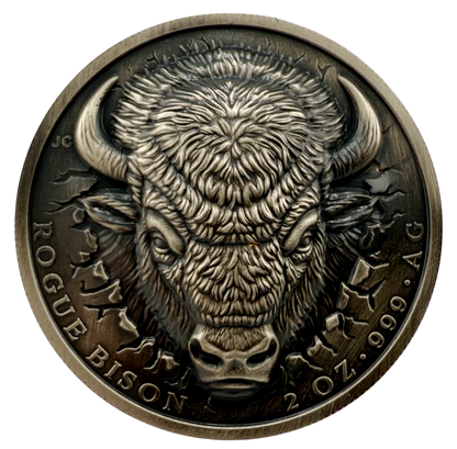 2026 Ascension Islands Rogue Bison UHR Antiqued 2 oz Silver Coin