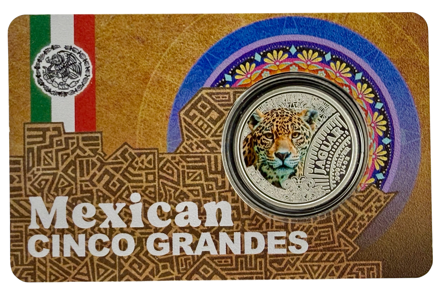 2026 Cameroon Mexican Cinco Grandes Jaguar 1/4 oz Silver Coin in Card - CoinsTV