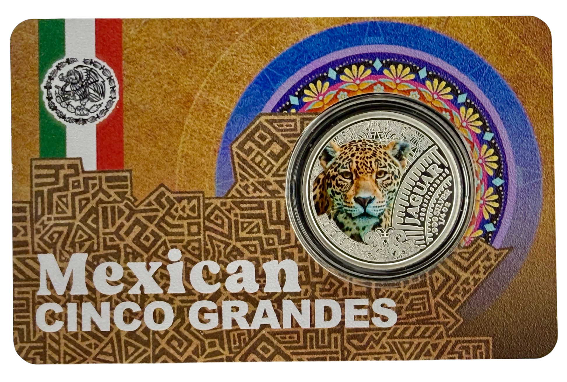 2026 Cameroon Mexican Cinco Grandes Jaguar 1/4 oz Silver Coin in Card - CoinsTV