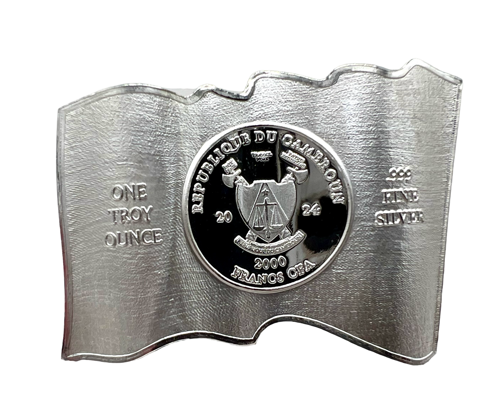 2024 Cameroon 3D Waving Dont Tread on Me Flag 1 oz Silver Coin - CoinsTV