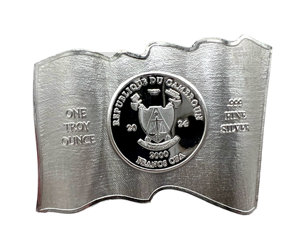2024 Cameroon 3D Waving Dont Tread on Me Flag 1 oz Silver Coin - CoinsTV