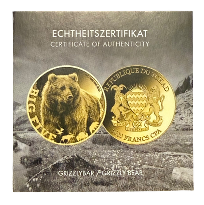 2022 Chad Big Five Grizzly Bear 1/200 oz Gold Coin
