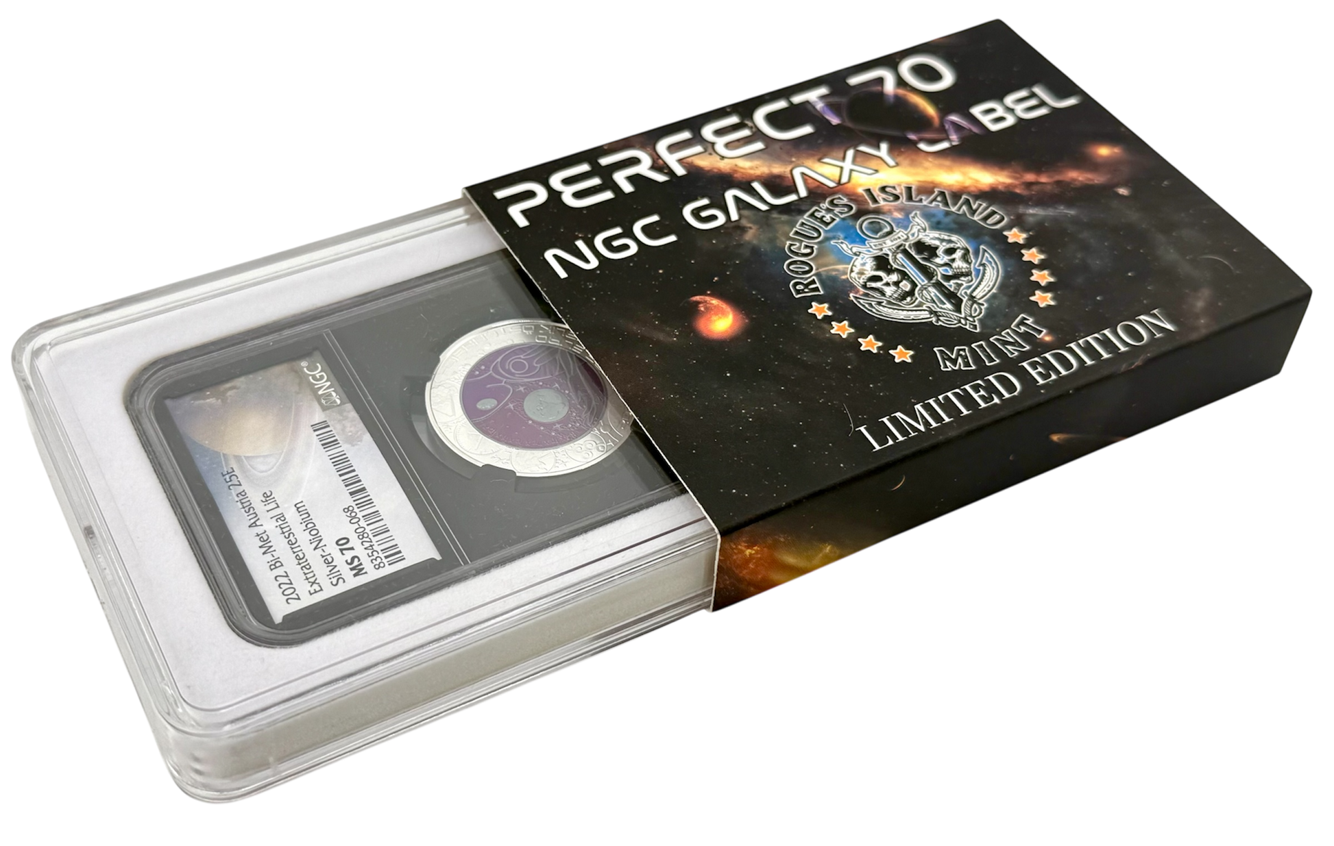 2022 Austria Extraterrestrial Life 0.26 OZ Silver & Niobium Coin NGC MS 70 Galaxy Label - CoinsTV