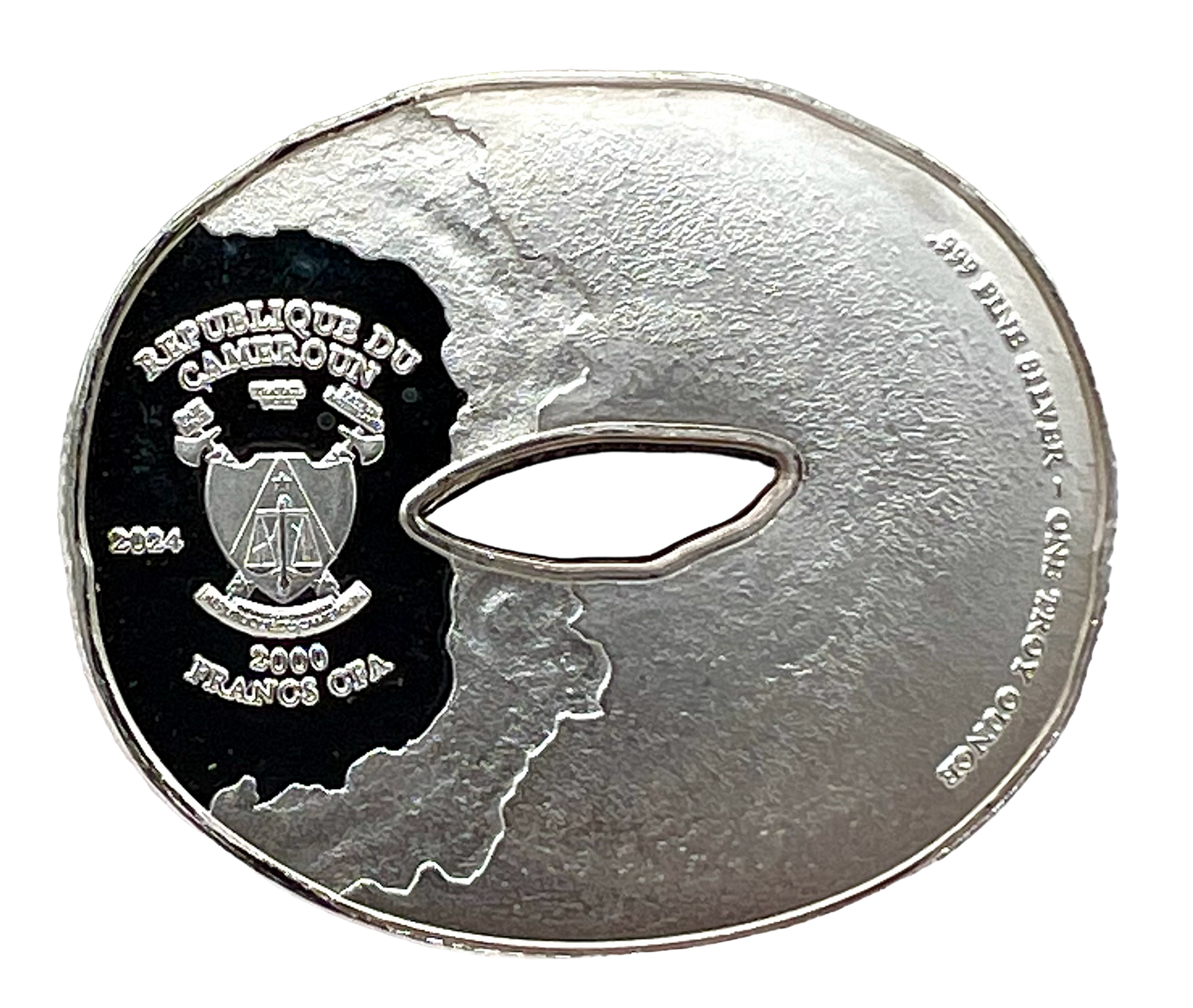 2024 Cameroon Pink Frosted Donut Shaped 1 oz Silver - CoinsTV