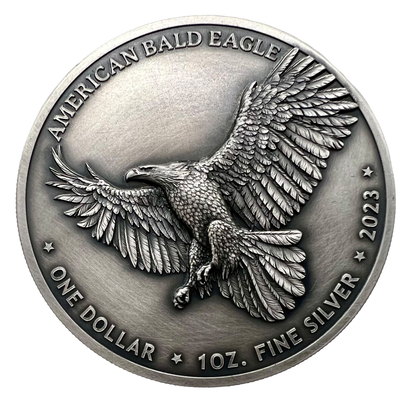 2023 Sioux Nation North American Bald Eagle UHR Antiqued 1 oz Silver - CoinsTV