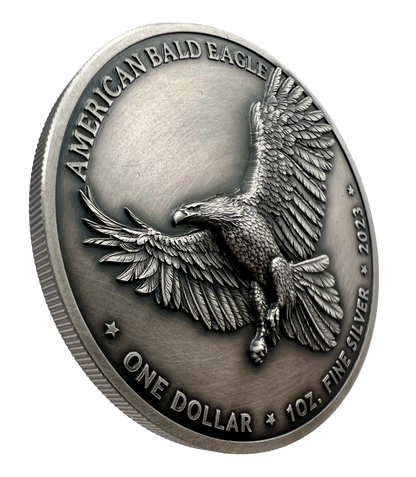 2023 Sioux Nation North American Bald Eagle UHR Antiqued 1 oz Silver - CoinsTV