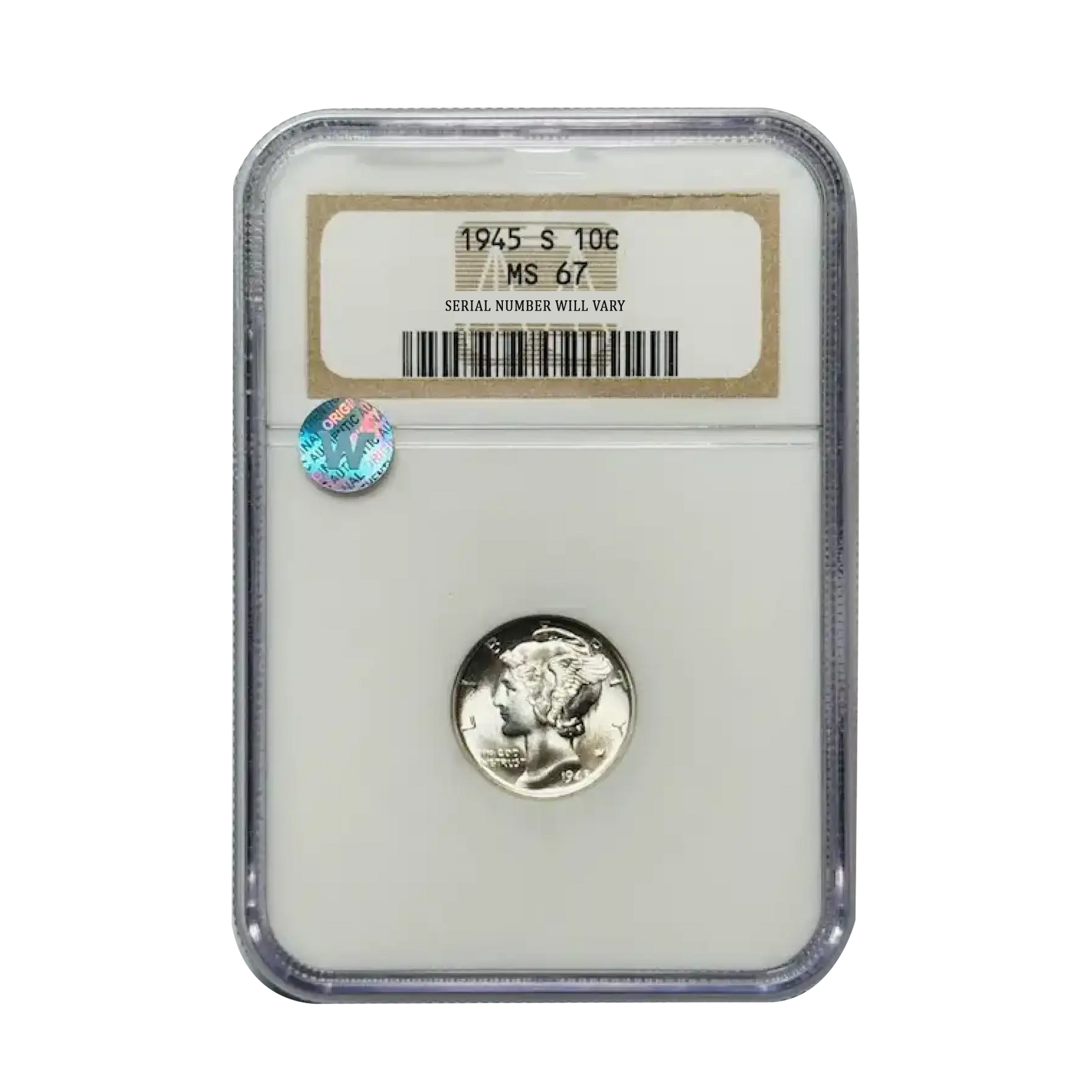 1945 S Mercury Dime - NGC MS67 Sight White - CoinsTV