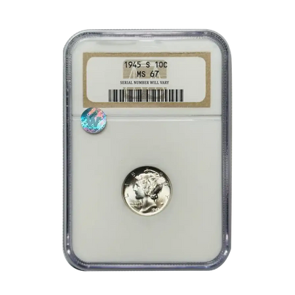 1945 S Mercury Dime - NGC MS67 Sight White - CoinsTV