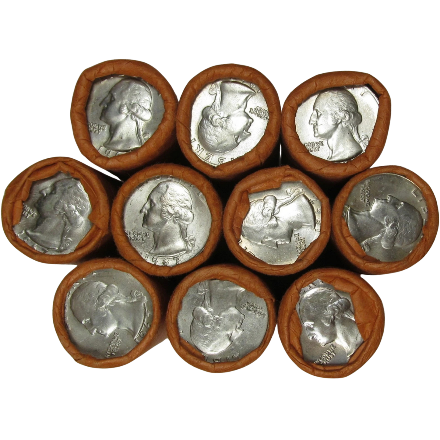 1967 Washington Quarters Uncirculated - Original Bank-Wrapped Roll