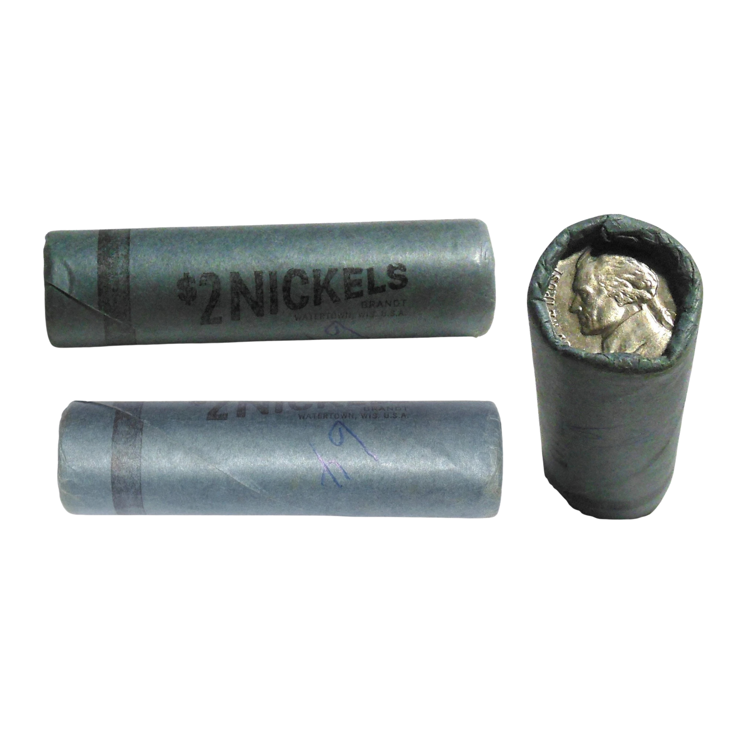 1964-P Jefferson Nickel Uncirculated - Original Bank-Wrapped Roll Crimped Both Ends