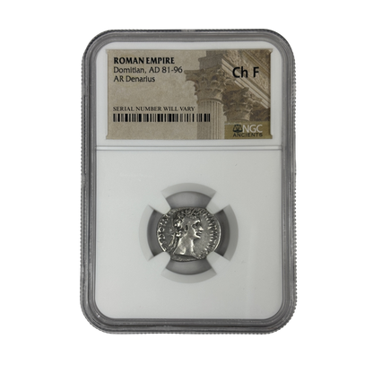 Roman AR Denarius Domitian AD 81-96 - NGC Certified Slab - Ch F