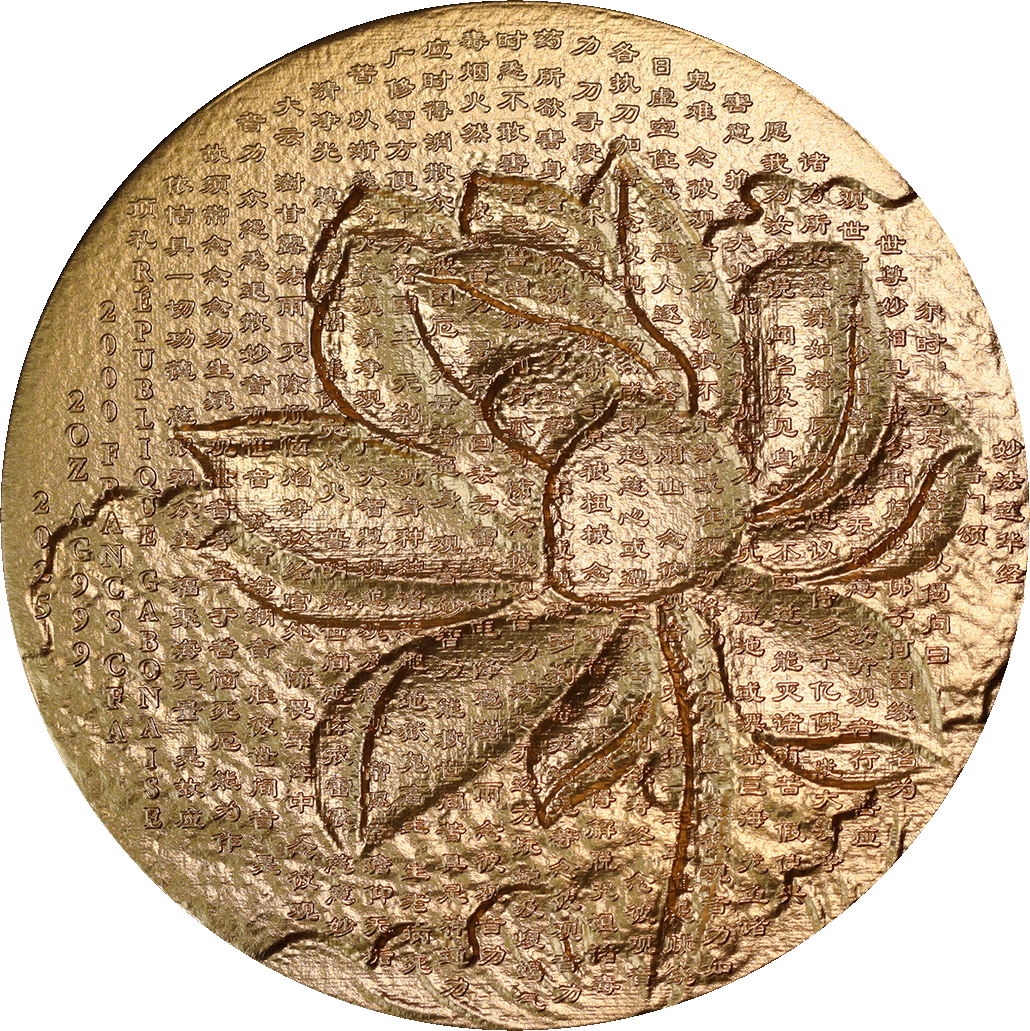 2025 Gabon Thousand-Arm Thousand-Eye Guan Yin Bodhisattva Gold Gilt 2 oz Silver - CoinsTV