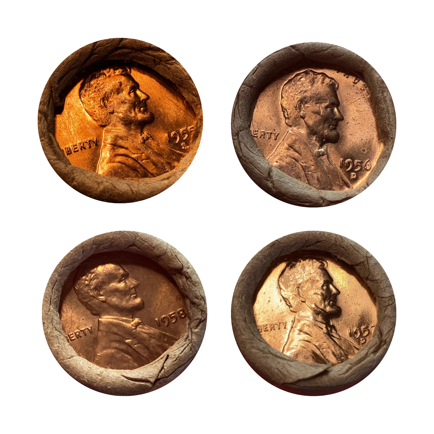 Lincoln Cent Bank Wrapped Roll of 50 - CoinsTV