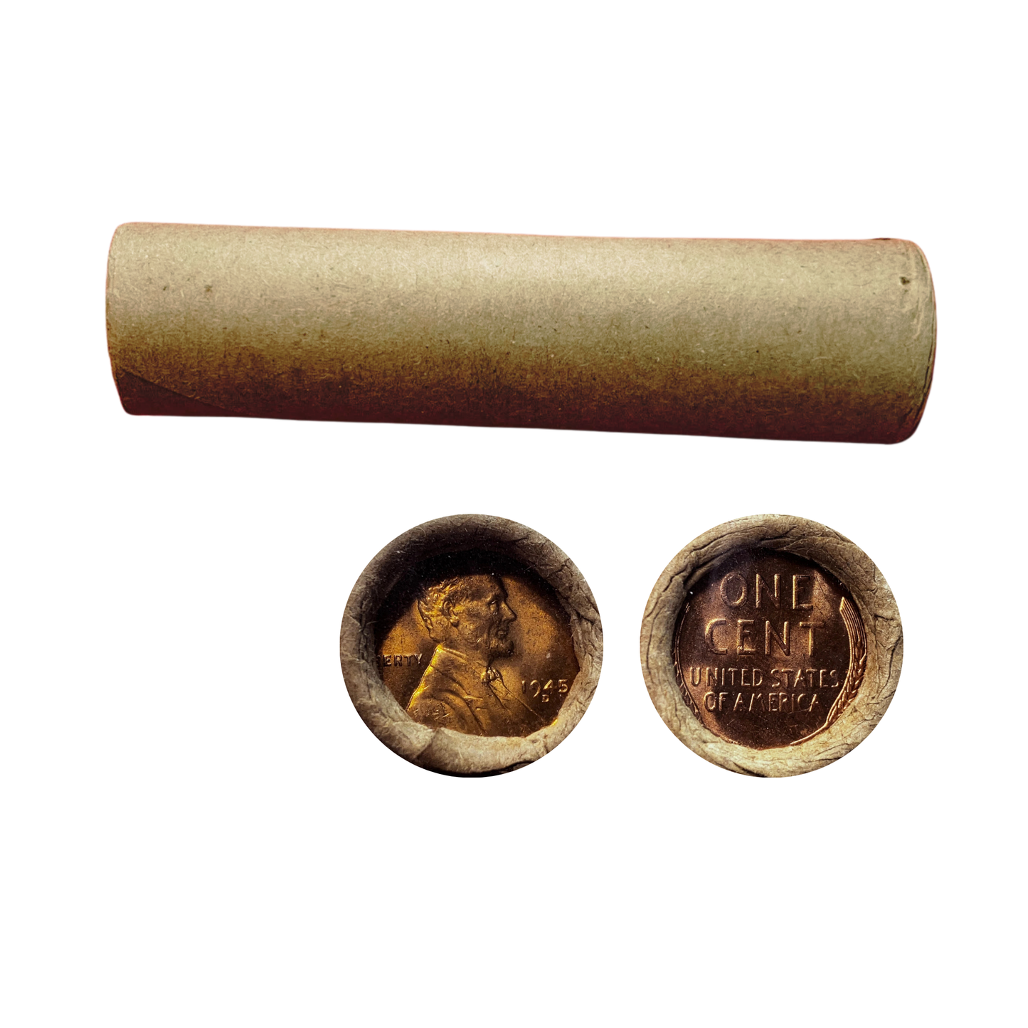 1945-D Lincoln Cents Uncirculated - Original Bank-Wrapped Roll - CoinsTV