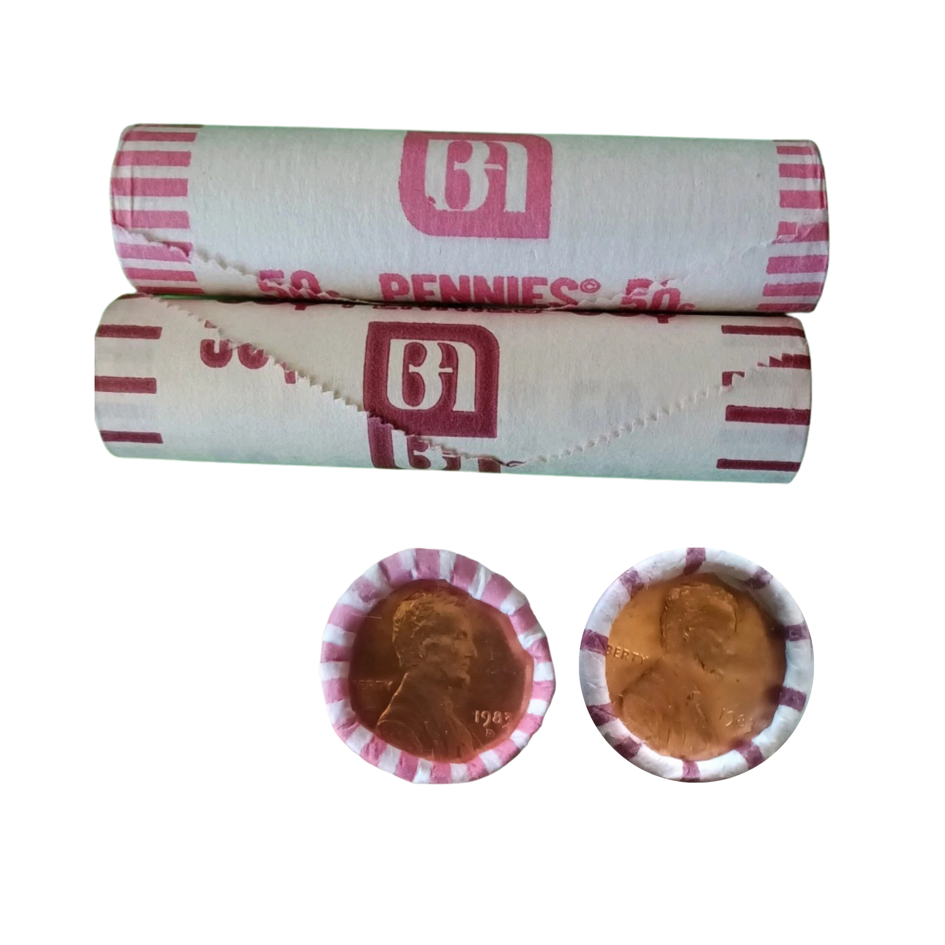 p*も様 vintage 幻の3トーン50's PENNYS レーヨンギャバ ロ 1983 P&D Set Lincoln Cent Original Bank Wrapped Roll