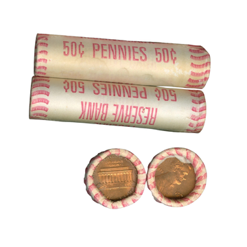 1976-P Lincoln Cents Uncirculated - Original Bank-Wrapped Roll - CoinsTV