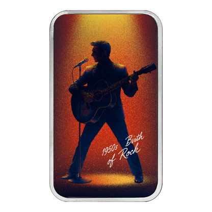 Retro 1950s rock and roll themed silver collectible bar