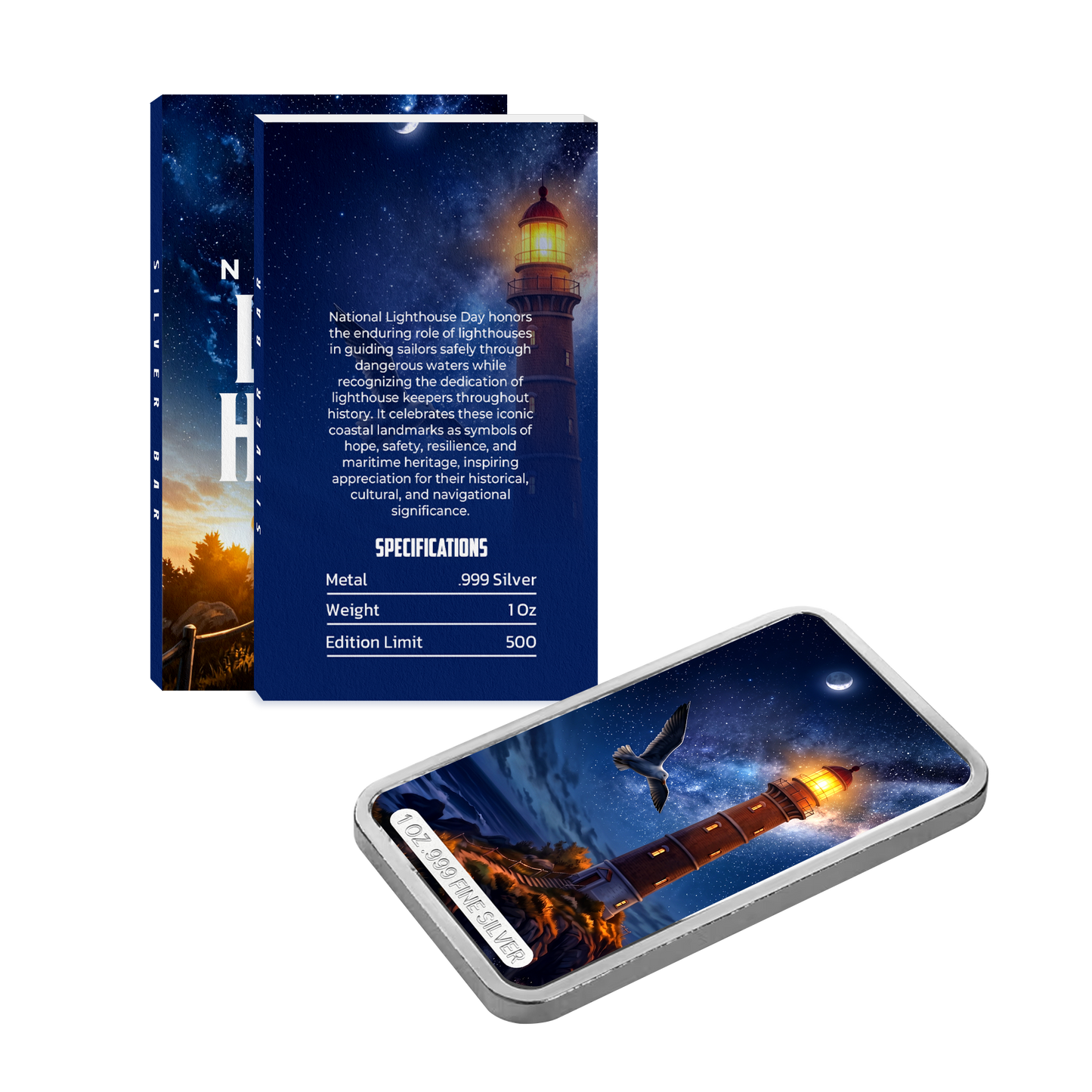 National Lighthouse Day 1 oz Silver Bar Edition