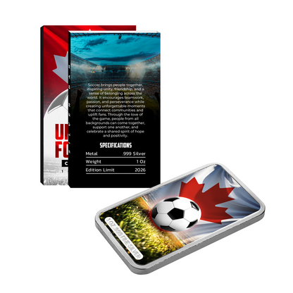 United by Football 1 oz Silver Bar - Canada Edition