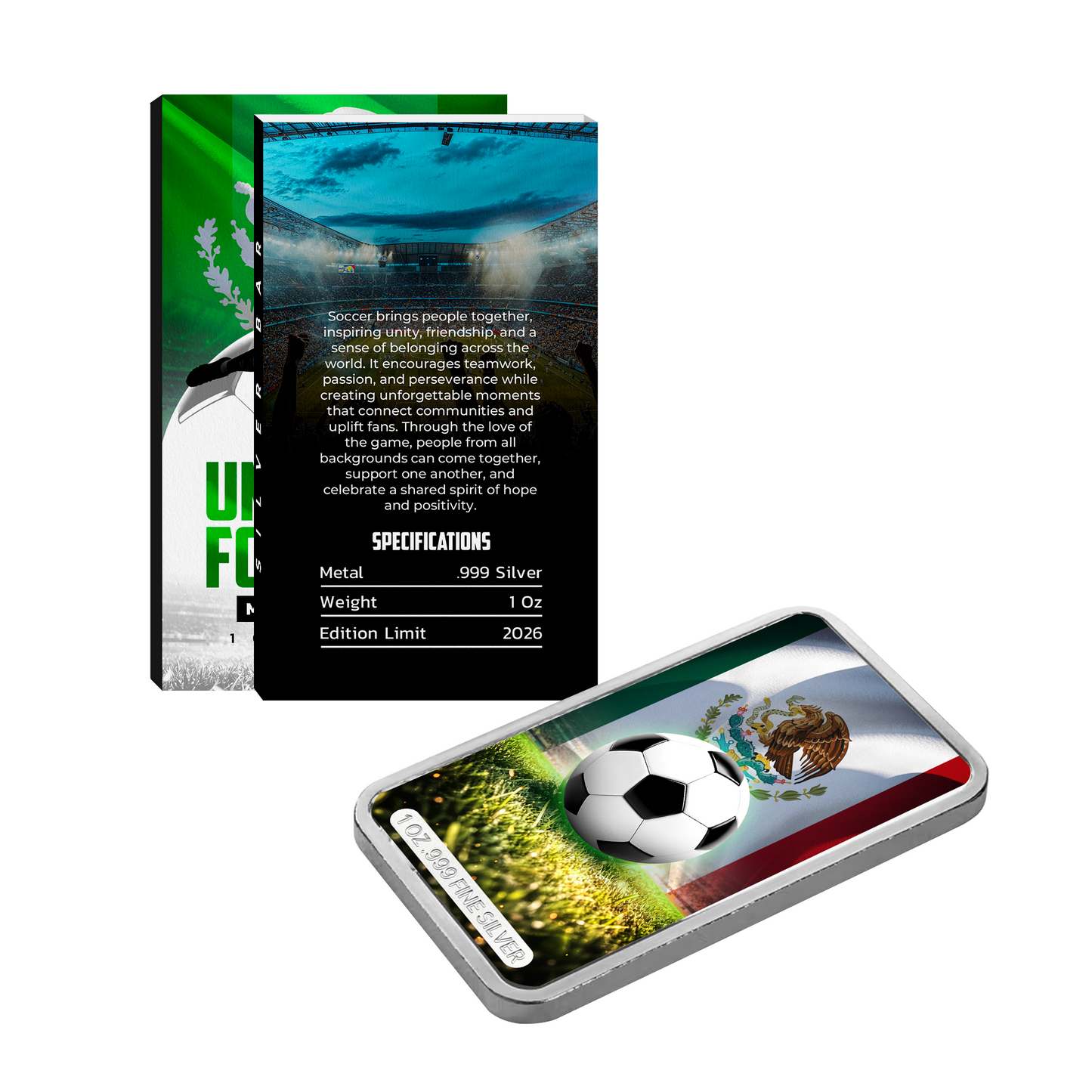 United by Football 1 oz Silver Bar - Mexico Edition