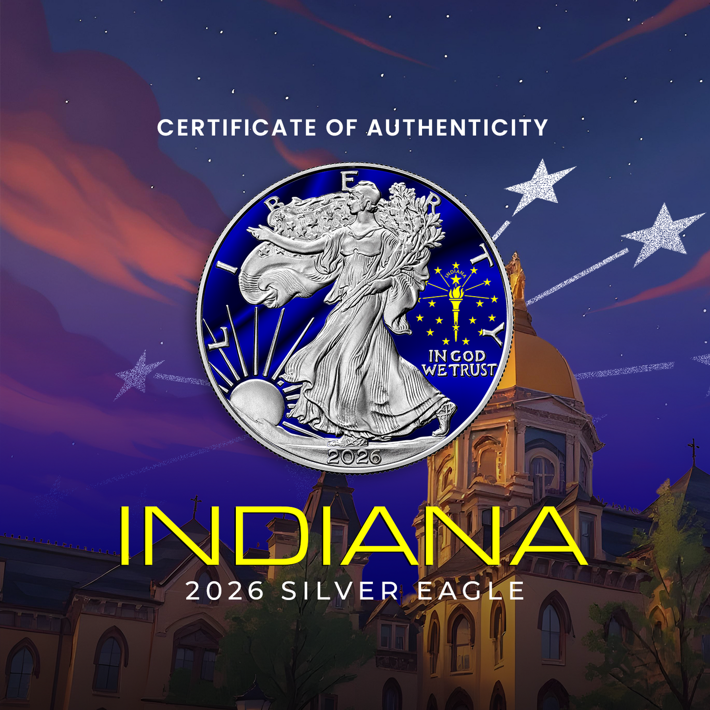2026 State Flags Silver Eagle - Indiana Limited Edition - CoinsTV