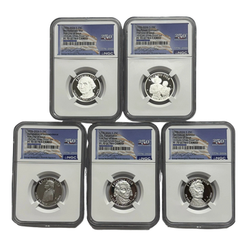 2026-S Dual Date Silver Proof Quarter 5 pc Set - NGC PF70 FDOI 250th Anniversary Label