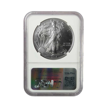 2017 Silver Eagle - Mint Error Reverse Struck Thru - NGC MS69 - CoinsTV