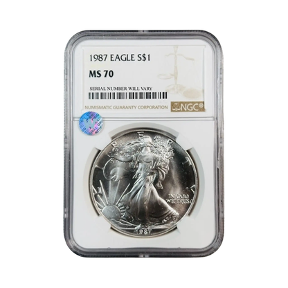 1987 Silver Eagle - NGC MS70 Sight White - CoinsTV