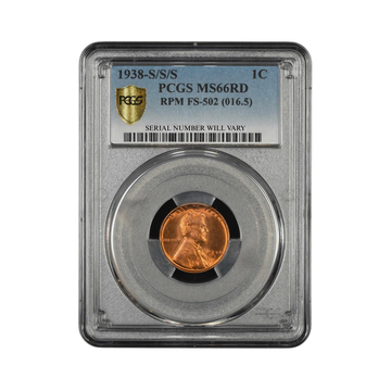 1938-S/S/S Lincoln Wheat Cent - PCGS MS66RD FS-502 Repunched Mintmark - CoinsTV