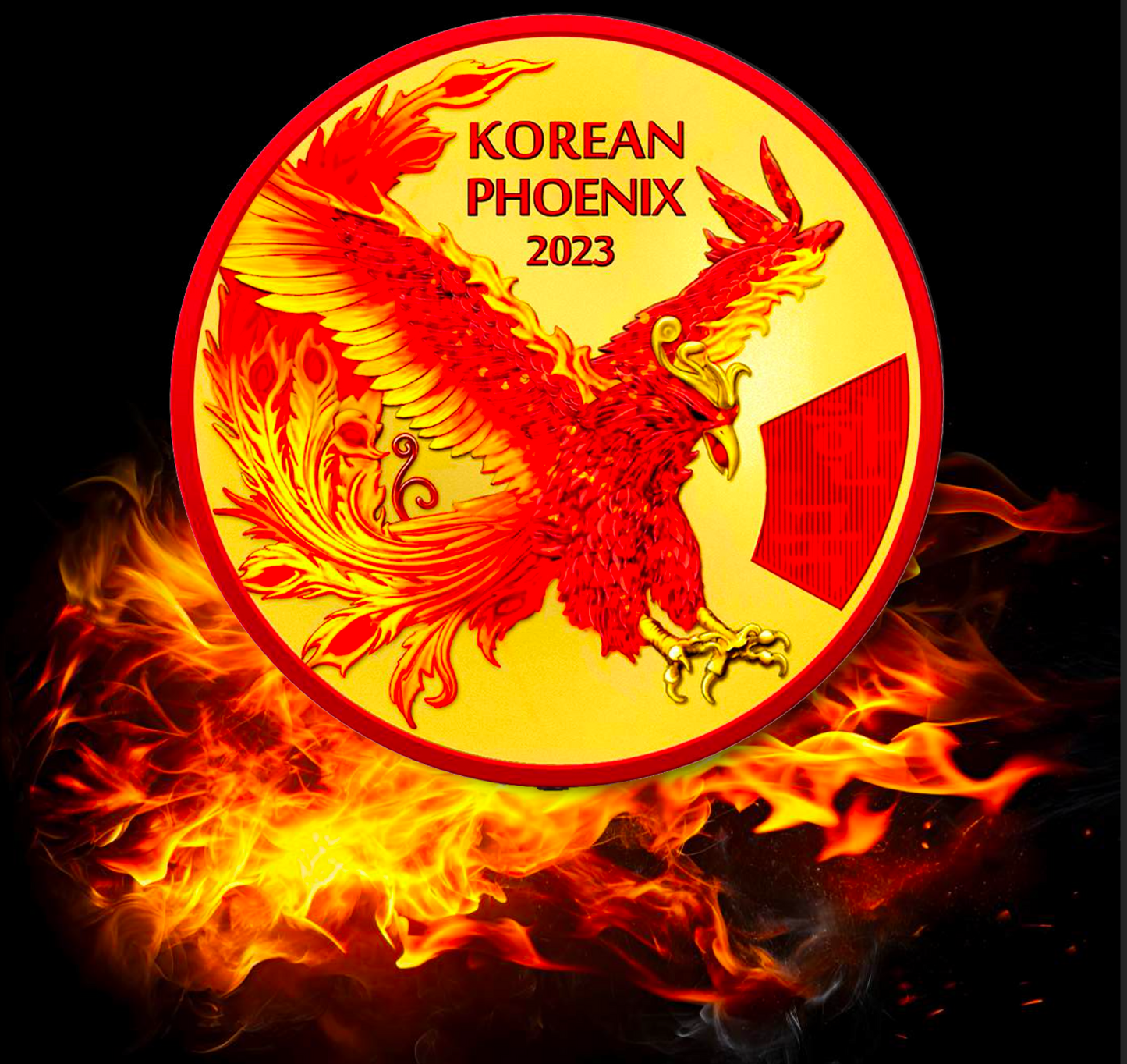 2023 Korea Phoenix Space Red & Gold Holo Edition 1 oz Silver Coin - CoinsTV