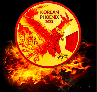 2023 Korea Phoenix Space Red & Gold Holo Edition 1 oz Silver Coin - CoinsTV