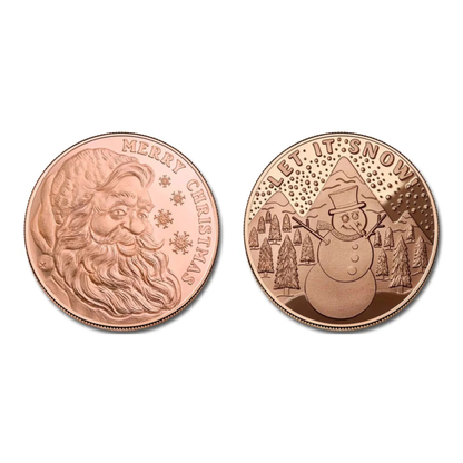 Holiday 1 oz Copper Round Set of 2 - Santa and Snowman - CoinsTV