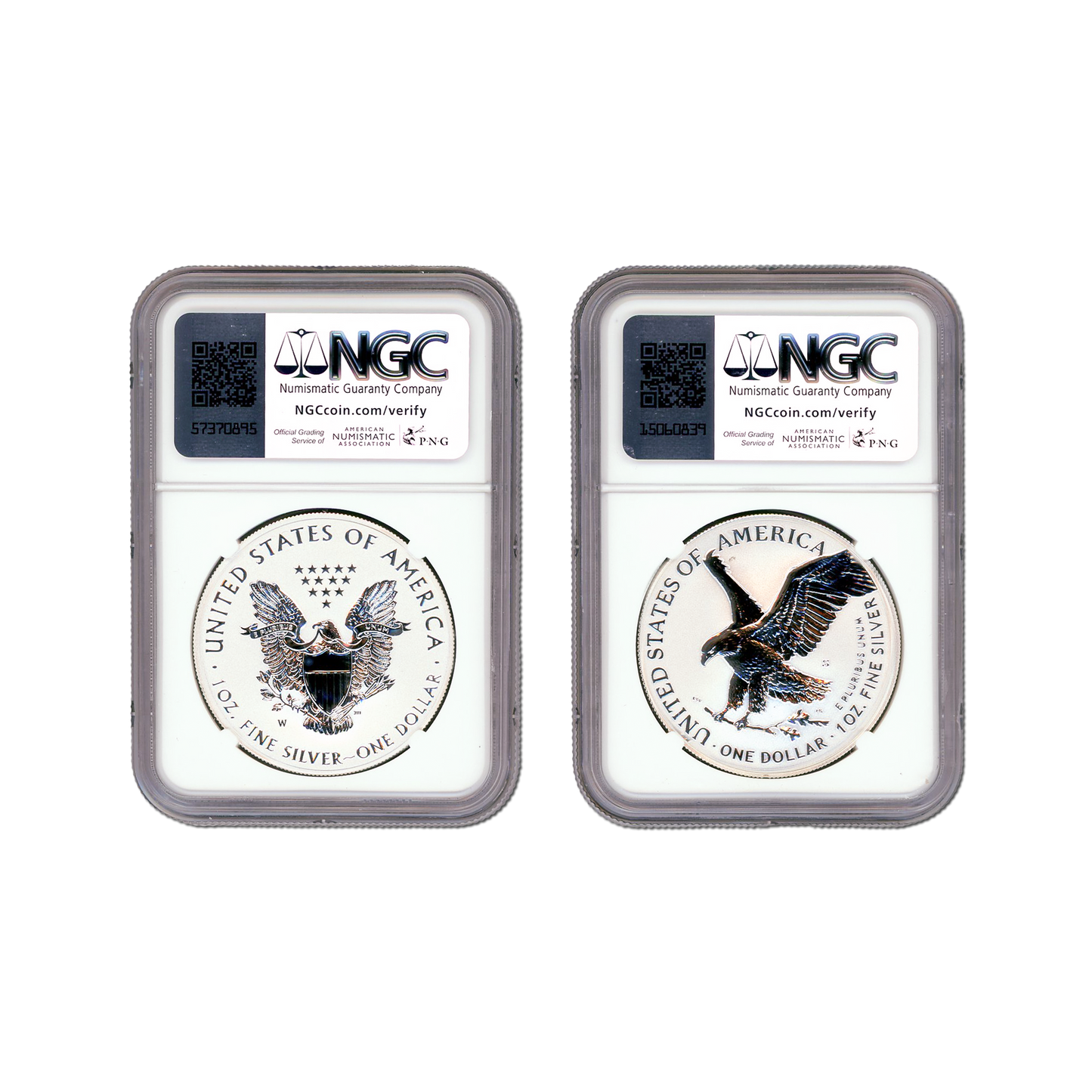2021 W&S Silver Eagle Designers Set - Heraldic Eagle T1 and Eagle Landing T2 - 2 pcs Set - NGCX Rev. Proof 9.9 - CoinsTV