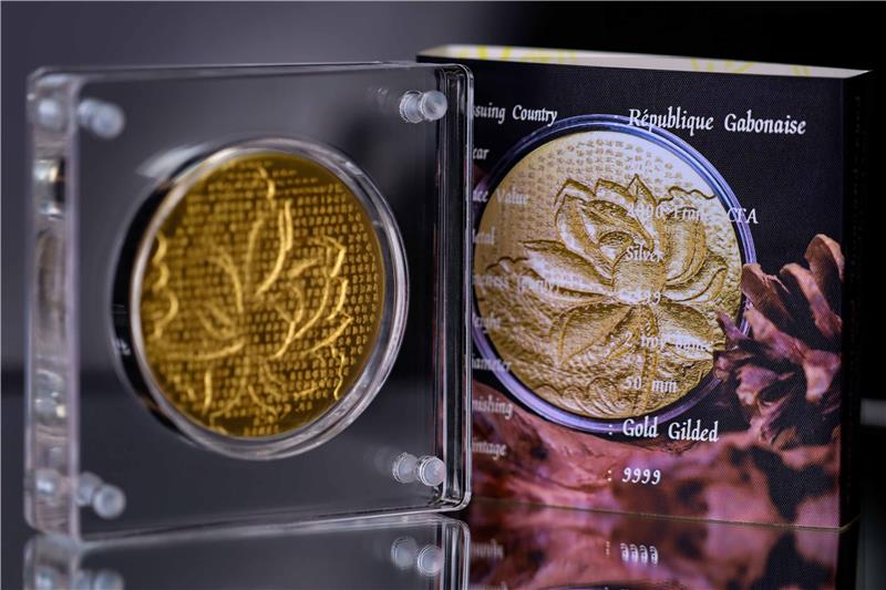 2025 Gabon Thousand-Arm Thousand-Eye Guan Yin Bodhisattva Gold Gilt 2 oz Silver - CoinsTV