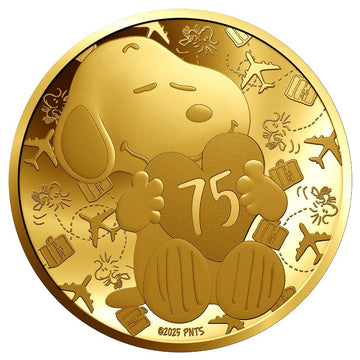 2025 France Peanuts Snoopy 75th Anniversary 0.5g Gold Coin