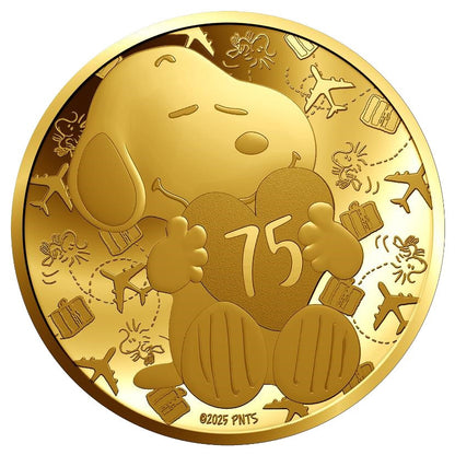 2025 France Peanuts Snoopy 75th Anniversary 0.5g Gold Coin
