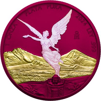 2024 Mexico Libertad Space Pink Opal Edition 1 oz Silver Coin - CoinsTV