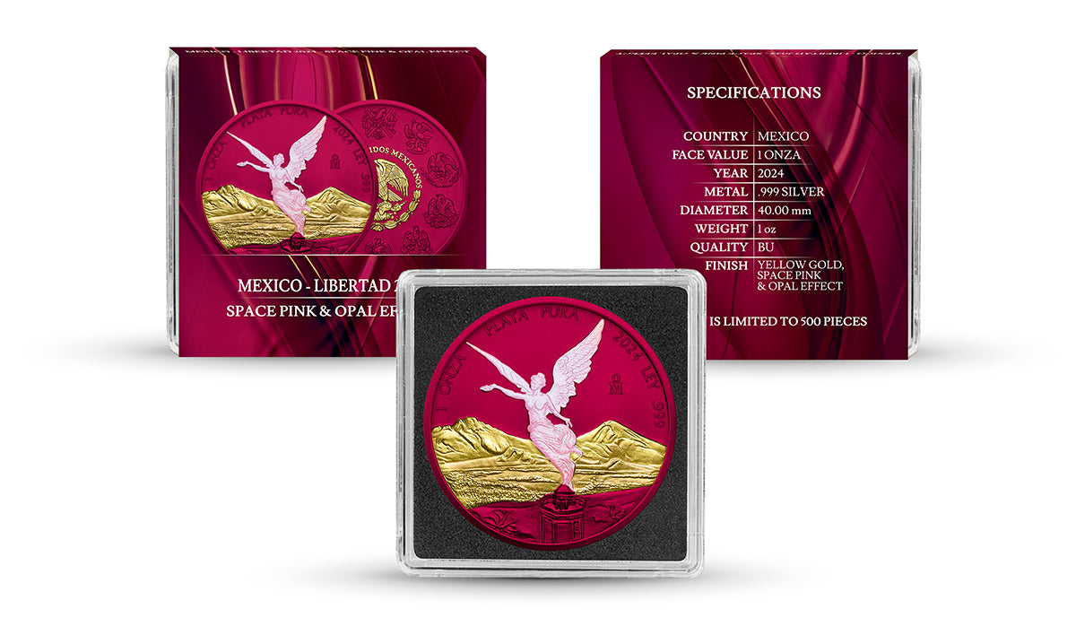 2024 Mexico Libertad Space Pink Opal Edition 1 oz Silver Coin - CoinsTV