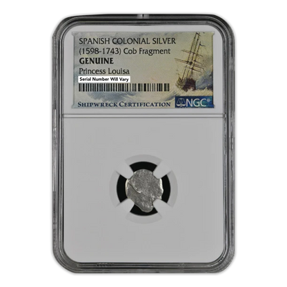 Spanish Colonial Cob Fragment - Princess Louisa Shipwreck - NGC Certified