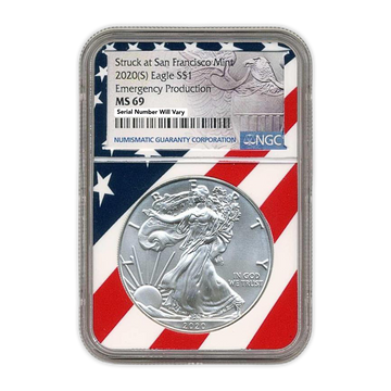 2020(S) Silver Eagle San Francisco - Emergency Production - NGC MS69 Limited Flag Core