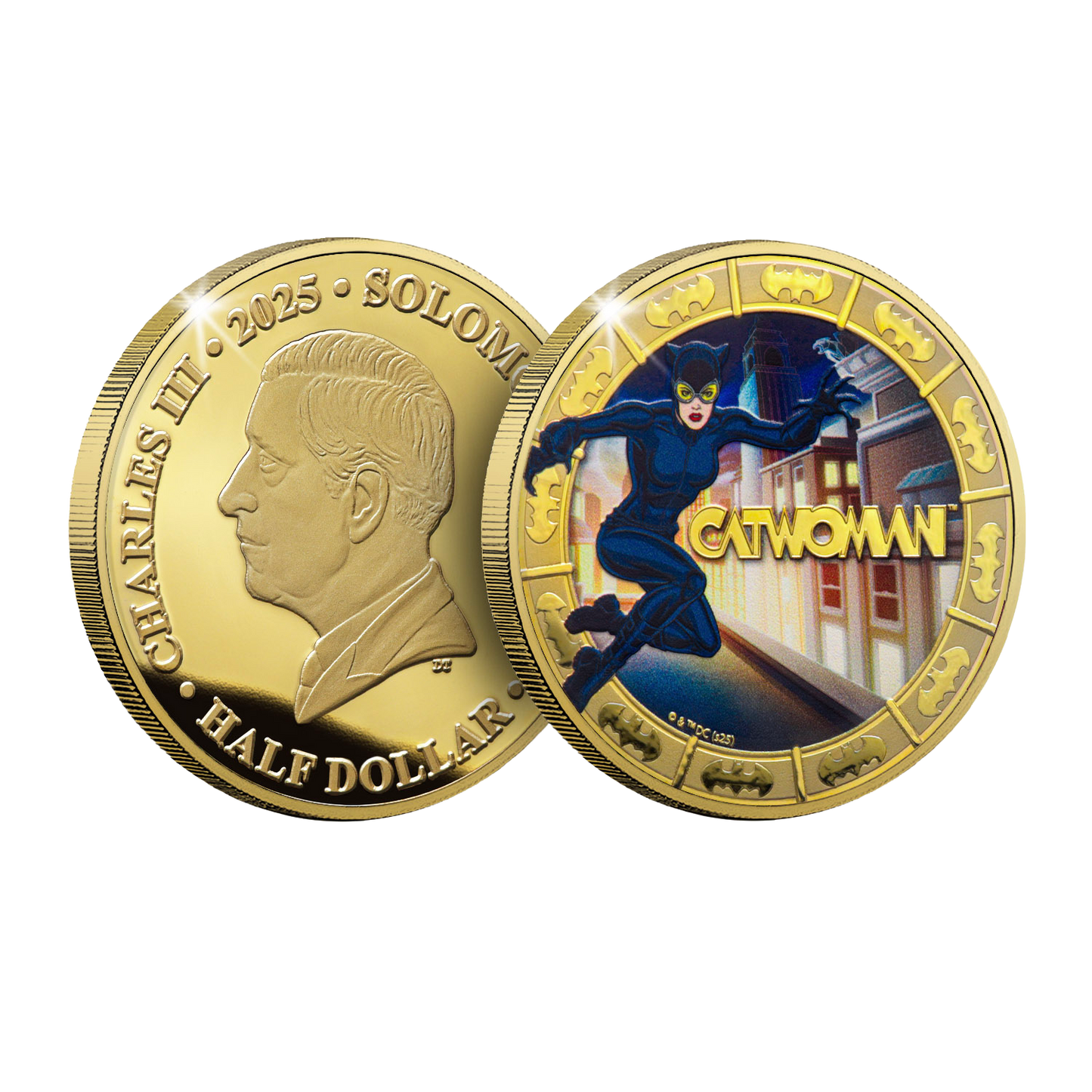 2025 Solomon Islands DC Catwoman Gold Plated 27.5g CN Coin in Card