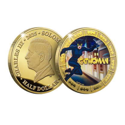 2025 Solomon Islands DC Catwoman Gold Plated 27.5g CN Coin in Card