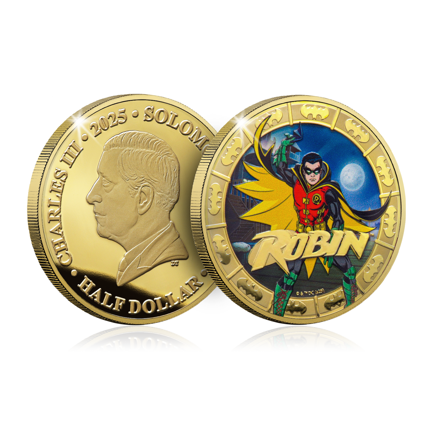 2025 Solomon Islands DC Robin Gold Plated 27.5g CN Coin in Card