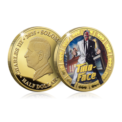 2025 Solomon Islands DC Two-Face Gold Plated 27.5g CN Coin in Card