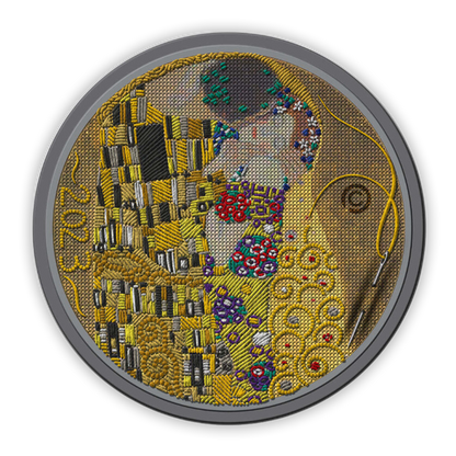 2023 Gustav Klimt KISS Fine Embroidery Art 3 Oz Silver Coin - CoinsTV