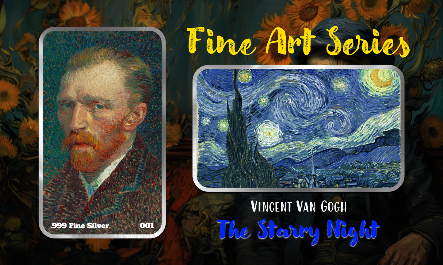 Chromatics Starry Night Silver Bar 1 oz Silver - Fine Art Series - CoinsTV