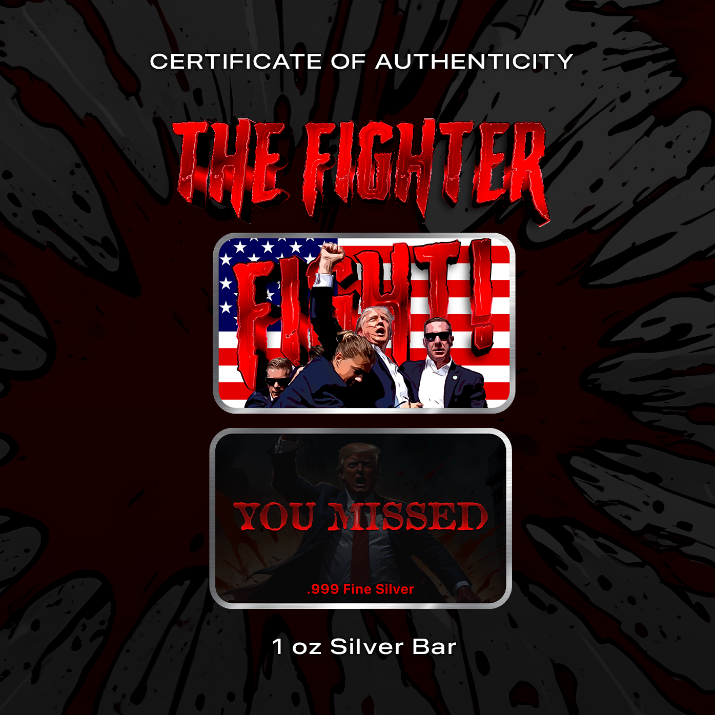 Donald Trump The Fighter 1 oz Silver Bar - CoinsTV
